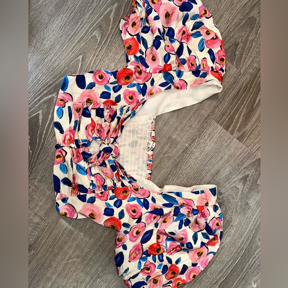 GUC Medium For Love And Lemons Puff Sleeve Floral Crop Top